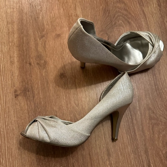 Silver sparkly Open Toe heels formal sparkles - Picture 5 of 9